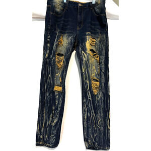 Unbranded Men's Streetwear Jeans acid y2k Distressed Grunge loose fit Sz 36x30